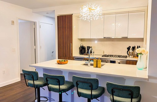 Hell's Kitchen Apartment | Breathtaking NYC Skyline Apartment 2BR 2BA with Fireplace