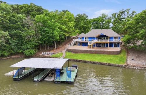 Sunrise Beach House | Spacious Lakefront Home w/Private Dock, Decks, Game Room & Firepits at the 12mm