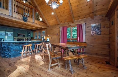 Lake Lure Cabin | Stunning, huge 5 bdrm log home- Canoe/firepi!t/pet